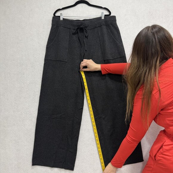 Sundance Pants Womens XL Charcoal Wool Blend Wide Leg Knit Drawstring Pockets - Picture 10 of 13